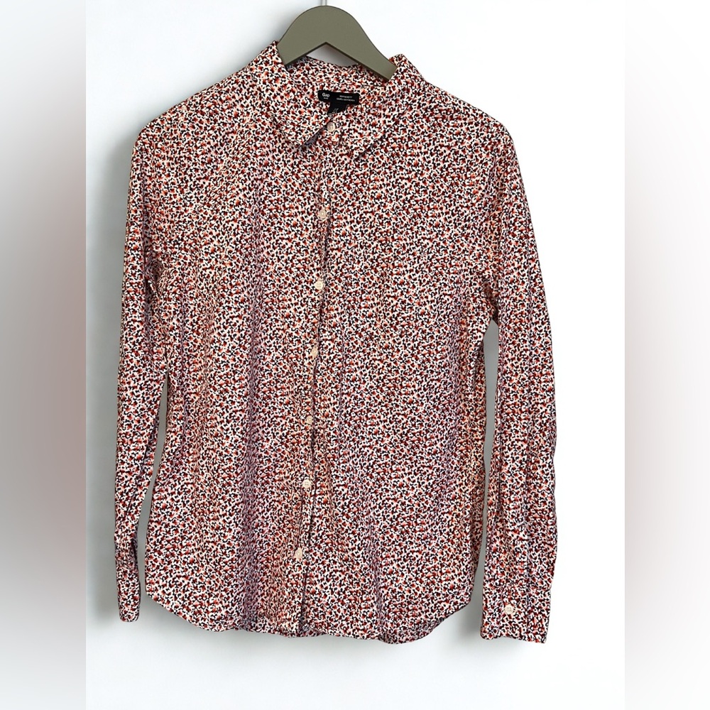 Gap Factory Floral Boyfriend Fit 100% Cotton Button Down Size S CottageCore